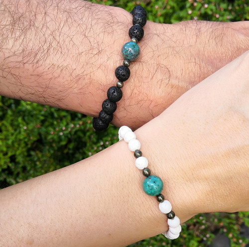Quantum quattro*pyrit*černá láva*unisex náramek