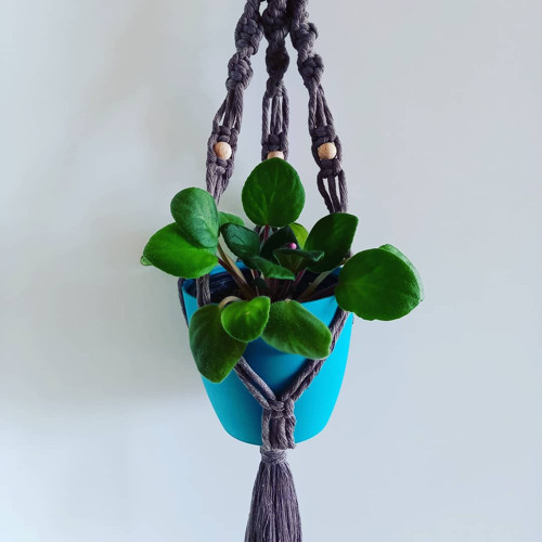 Závěs na květináč / macramé / mocca