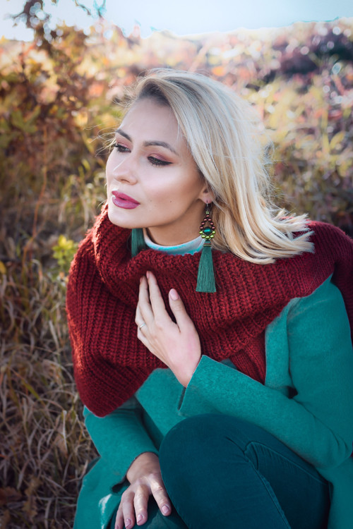 Strapcové náušnice zeleno-hnedé / tassel earrings
