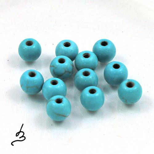 Kulička tyrkysová 6 mm - 10 ks
