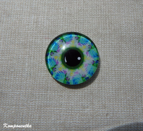 Skleněný kabošon s mandalou 20mm 1kus