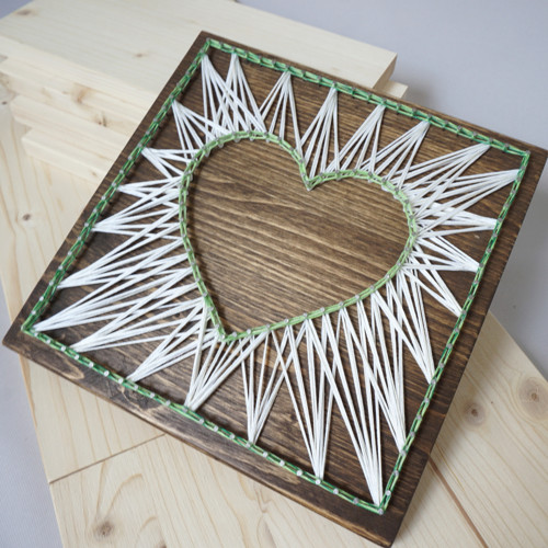 String art obraz...zelenobílé srdce — foto 1
