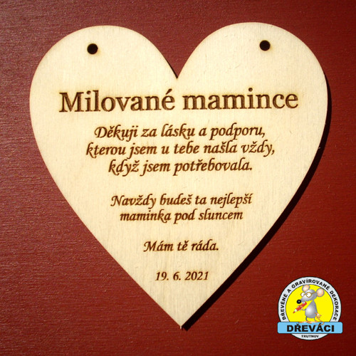 DÁRKOVÉ SRDÍČKO "Milované mamince..." KV0263 F