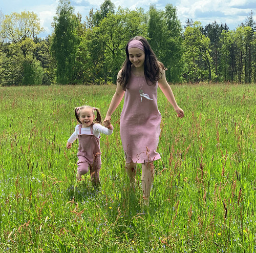 Dámské mušelínové šaty - DUSTY PINK starorůžové