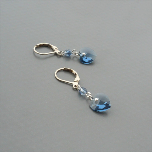 Denim blue Swarovski srdce - náušnice — foto 1