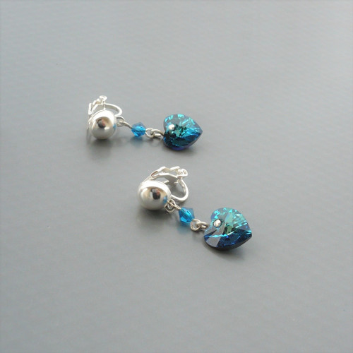 Bermuda blue Swarovski srdce - klipsy — foto 1