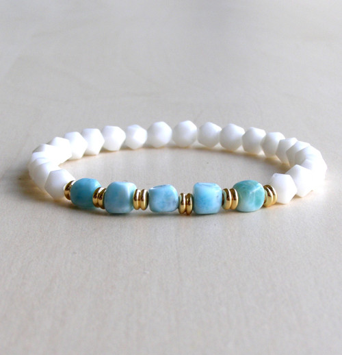 Pravý Larimar*Jadeit Porcelán KRYSTALY*náramek