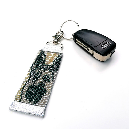 German Shepherd Leather Beaded Keychain
