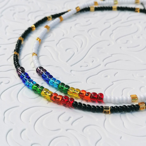 Colorful/White Beaded Choker Necklace