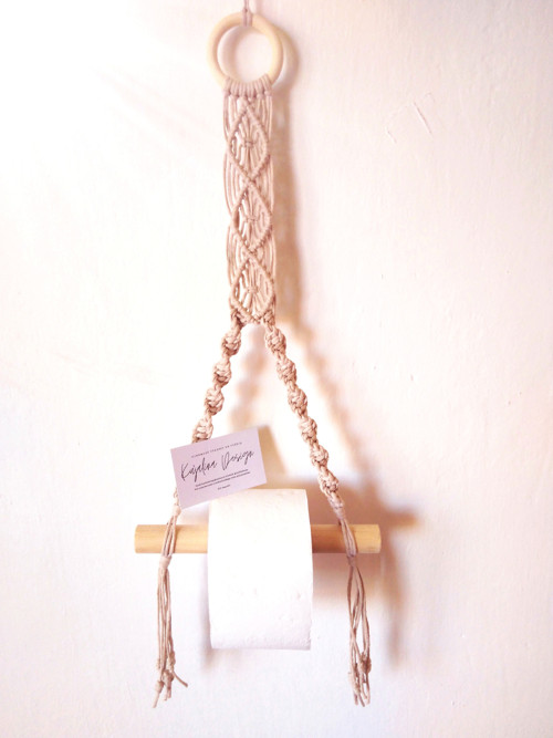Macramé závěs na toaletní papír, béžová barva