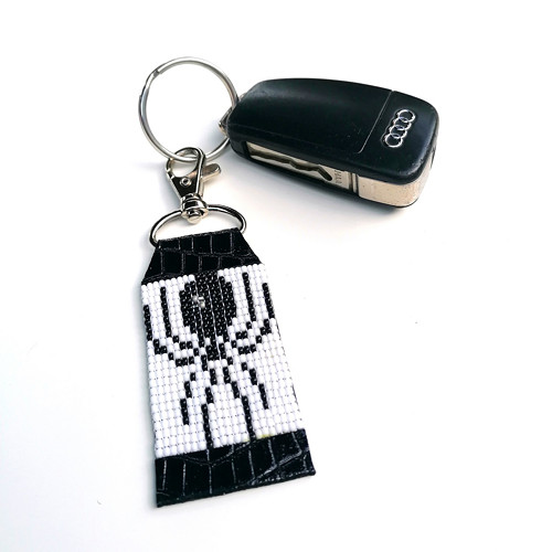 Black Widow/Spider-Leather Beaded Keychain