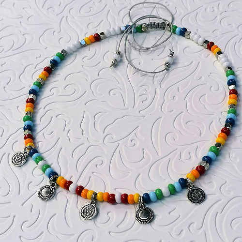 African Beats-Colorful Beaded Choker Necklace