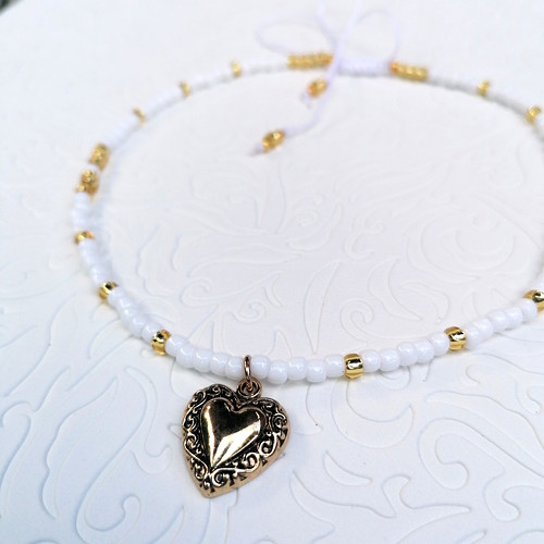 Gold Heart Choker Necklace