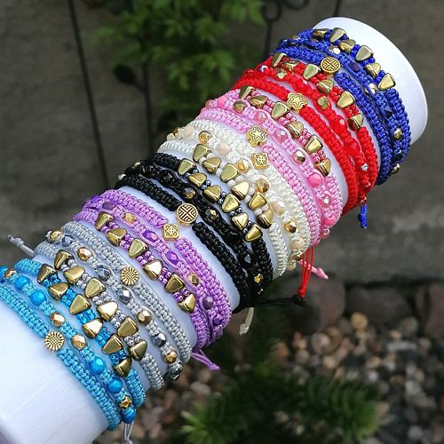 Triple Macrame Bracelet With Charms