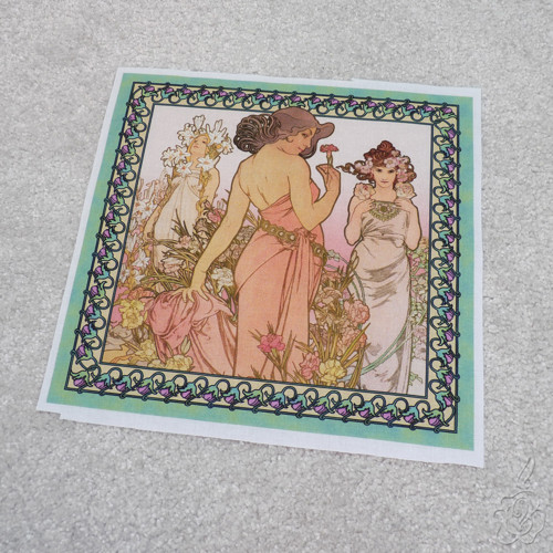 Bavlněný panel Alfons Mucha - Květiny 2