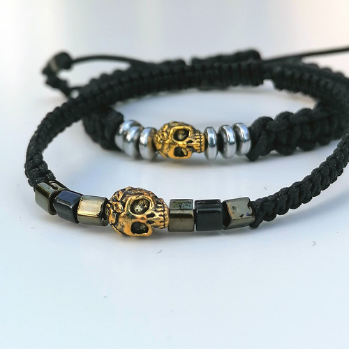 Skull Charm Macrame Bracelet For Men