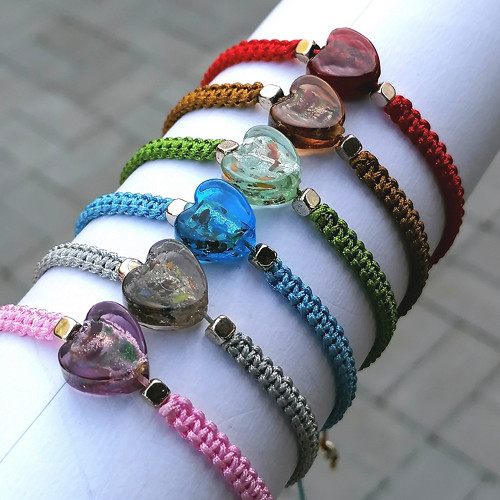 Heart Shaped Lampwork Beads-Macrame Bracelets
