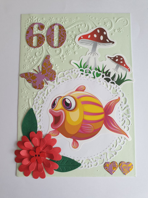 60, blahopřání s rybou.