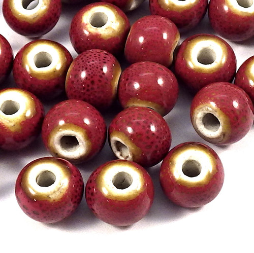 Keramické korálky 8 mm - červené, 4 kusy