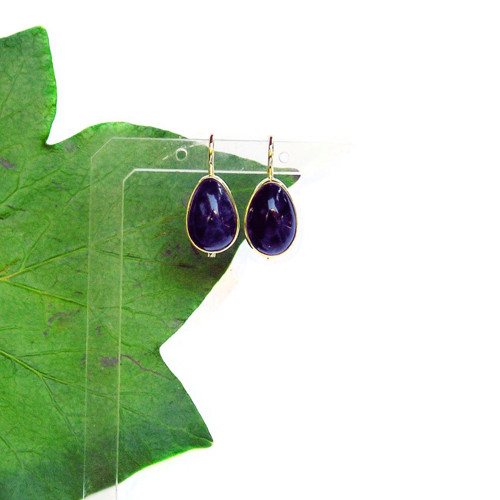 ZLATÉ náušnice LAPIS LAZULI 13*9 — foto 1
