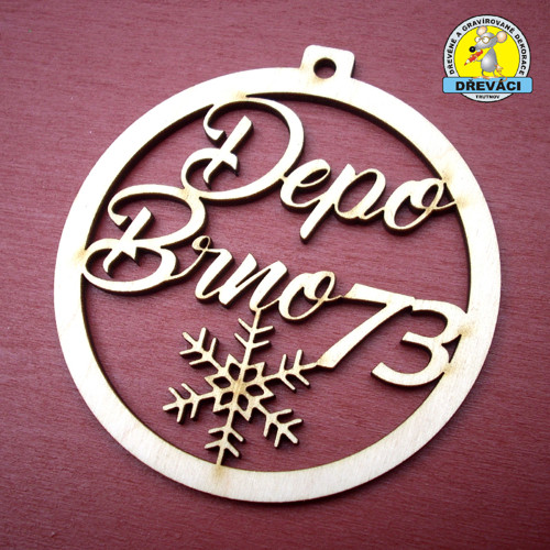 Dřevěná ozdoba "Depo Brno 73" 8 cm - KV0160 N