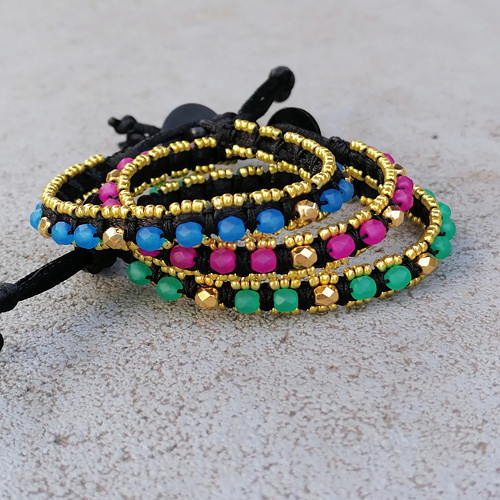 Uv Reactive Light Beaded Macrame Bracelet