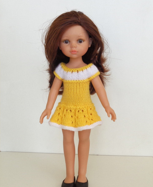 Žluté šaty na panenku Paola Reina 32 cm