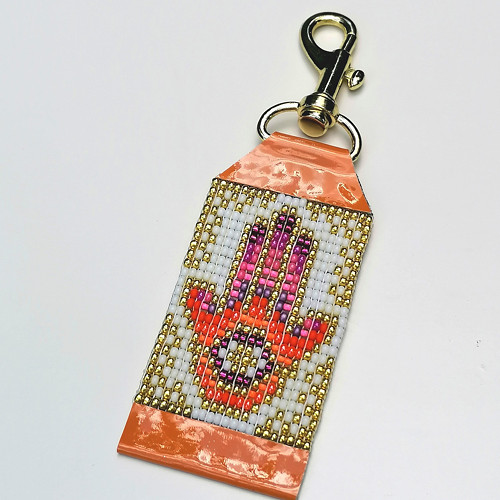 Hand Of Fatima-Leather Beaded Keychain
