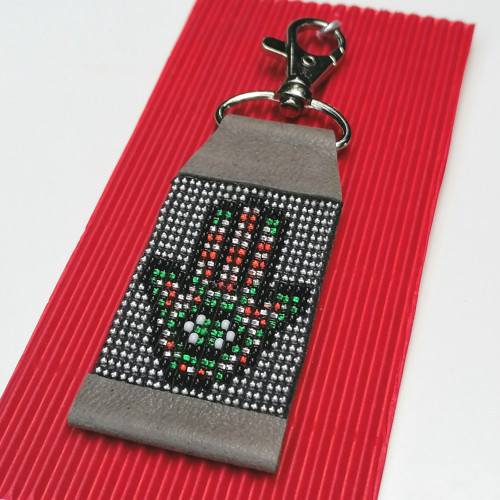 Hand Of Fatima-Leather Beaded Keychain