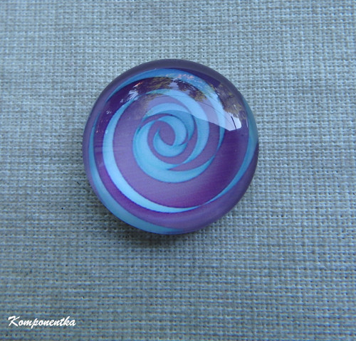 Skleněný kabošon se spirálou 20mm 1kus