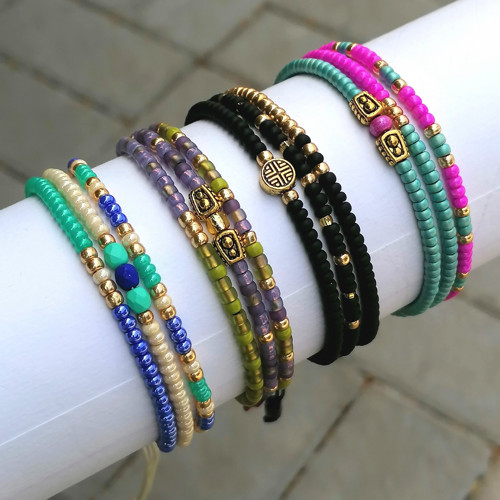 Triple Strand Seed Beads Bracelet
