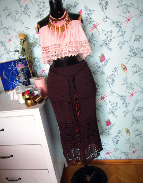 Sukně háčkováná, čokoládová — foto 1