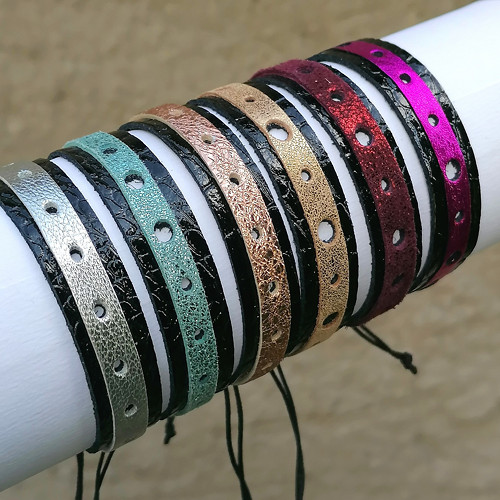 Leather Glittering Simple Cuff Bracelets