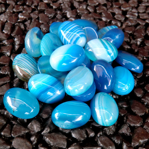 Achát modrý * kabošon 18 x 13 mm