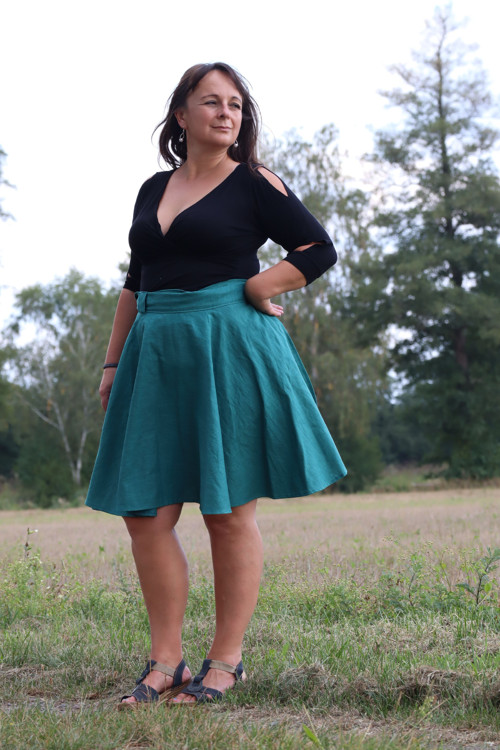 Lněná zavinovací sukně — foto 1