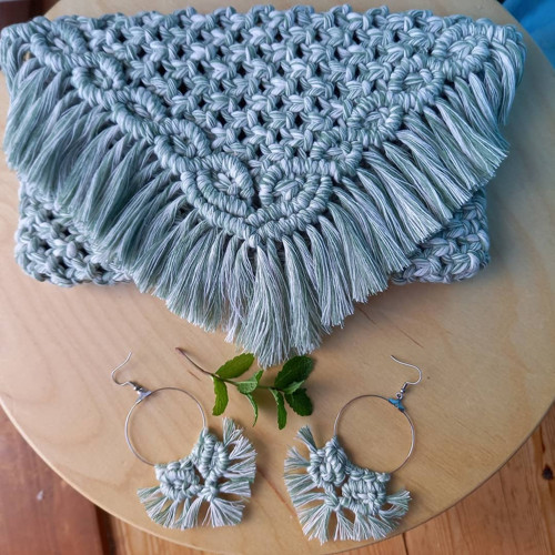 Mojito Macramé set: Psaníčko/kabelka a náušnice — foto 1
