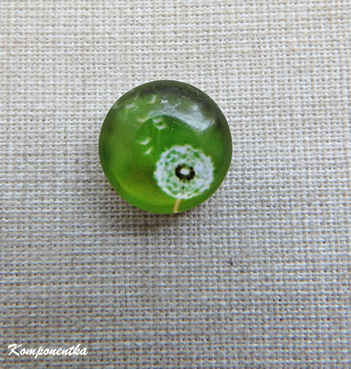 Skleněný kabošon chmýří 10mm 1kus