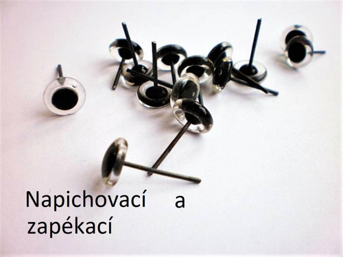 Oči čiré s černým středem 9mm/10 kusů