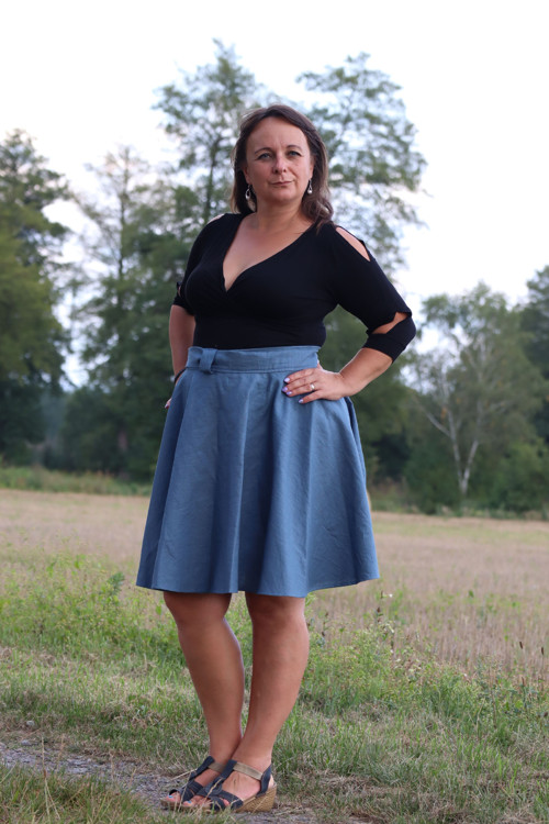 Lněná zavinovací sukně — foto 1