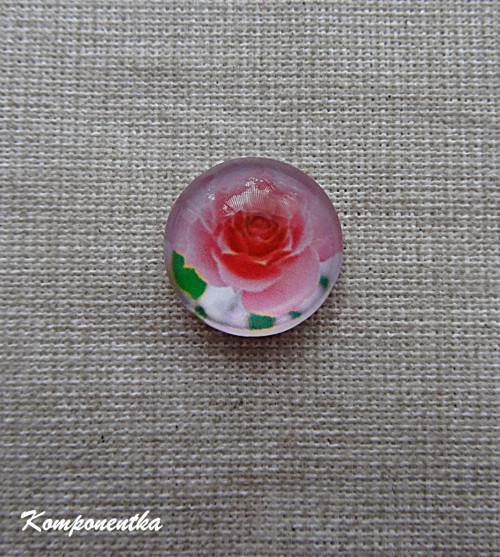 Skleněný kabošon s růžičkou 12mm 1kus