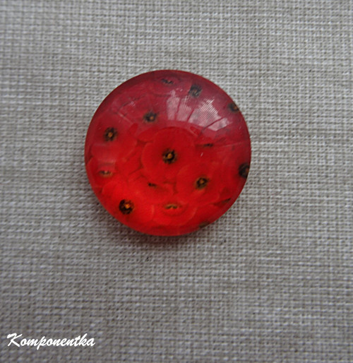 Skleněný kabošon s vlčími máky 10mm 1kus