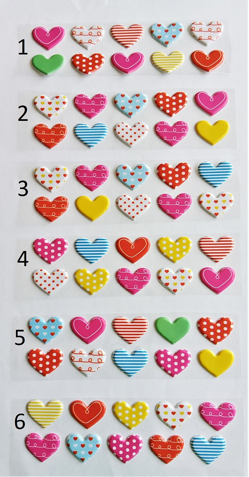 Samolepící papírová prostorová srdíčka/10srdíček