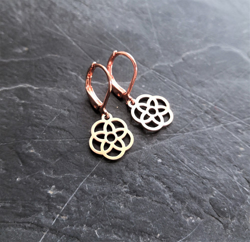 Ocelové náušnice*mandala*rosegold*jemné