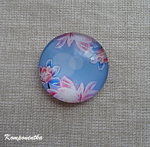 Skleněný kabošon květy 20mm 1kus