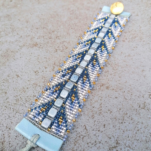Ice Blue-Boho Beaded Cuff Bracelet