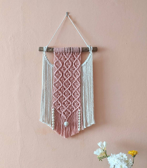 Macramé Boho záves ružový