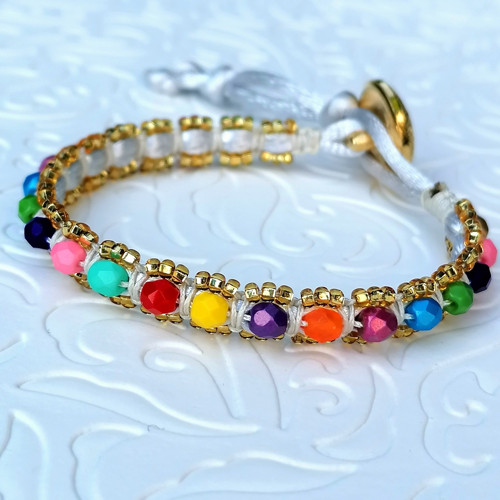 Colorful Beaded Macrame Bracelet