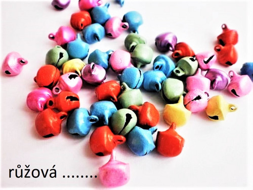 Rolničky barevné 8mm/ 12 kusů růžová