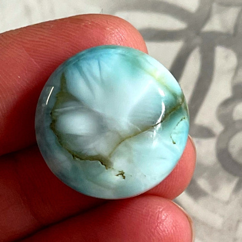 Larimar kabošon kruh / 20mm (č.4)