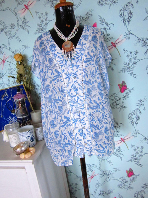 Halenka letní boho modrobílá, vel.40-42 — foto 1